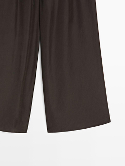 Massimo Dutti Свободные брюки с декоративной отделкой на талии - STUDIO, темный хаки