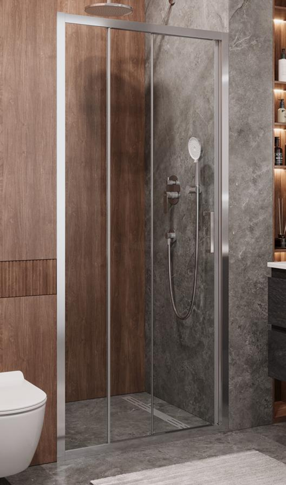 Душевая дверь CEZARES MOLVENO-BF-3-90-C-Cr-IV, 90х195, профиль хром, стекло прозрачное