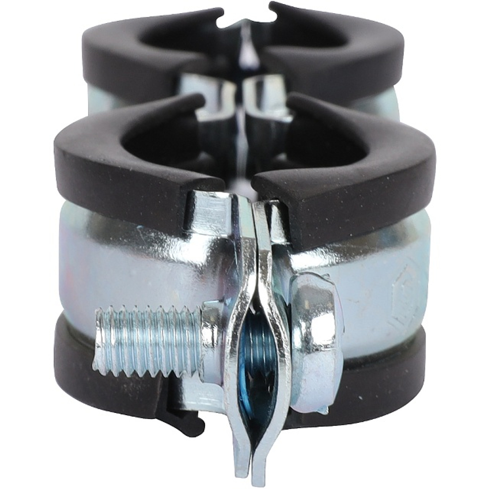 Хомут для труб двухвинтовой сдвоенный STOUT - 3/4" (25-29 мм, с шпилькой и дюбелем)