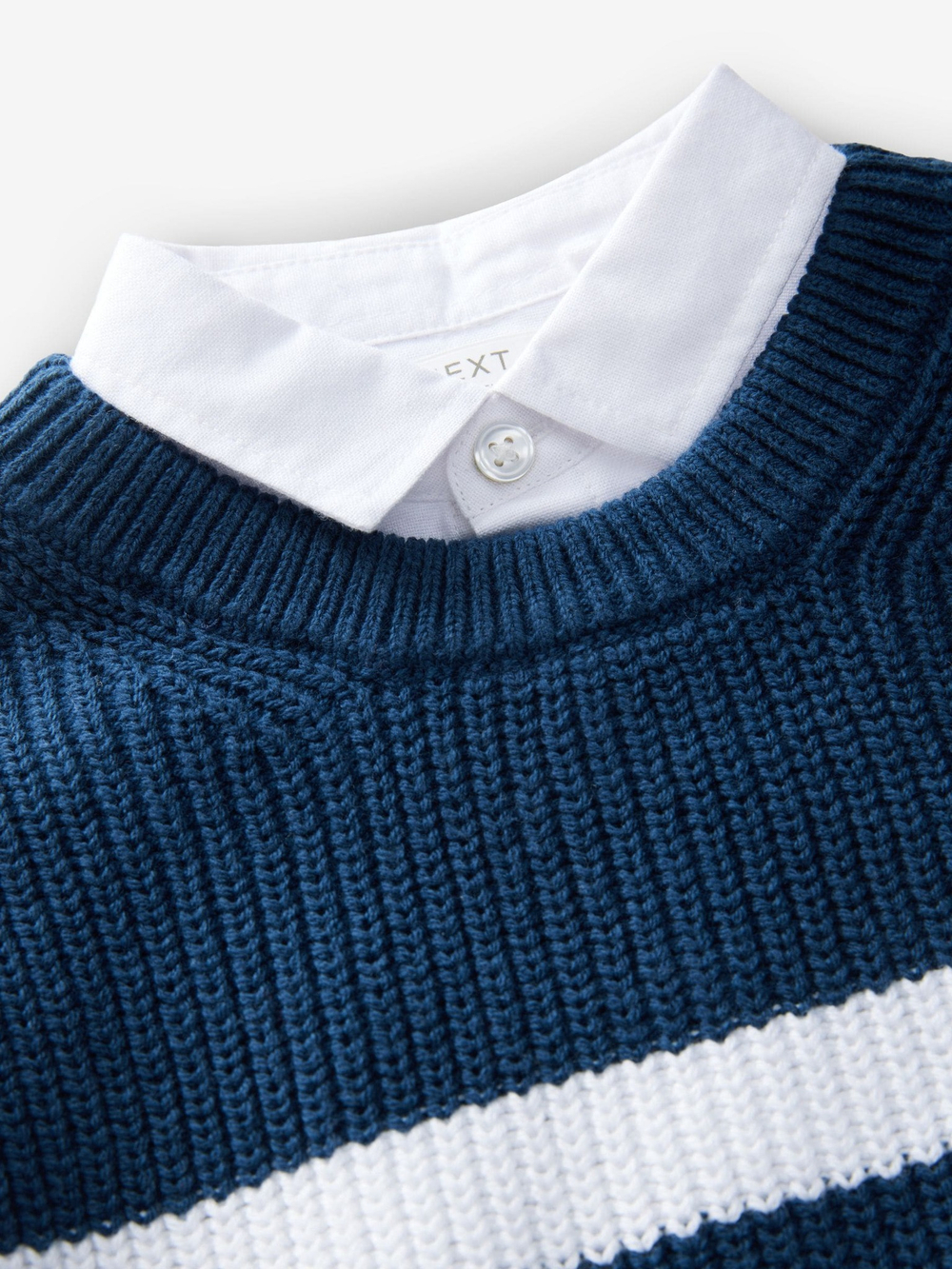 Джемпер с воротником для мальчика Next E67-248, Темно-синий, Белый