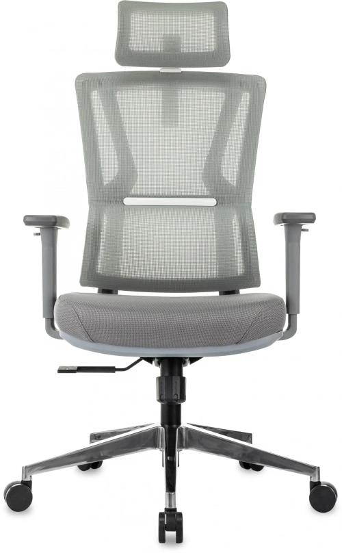 Кресло руководителя Бюрократ MC-G715N-H серый сетка/ткань с подголов. крестов. алюминий пластик серый