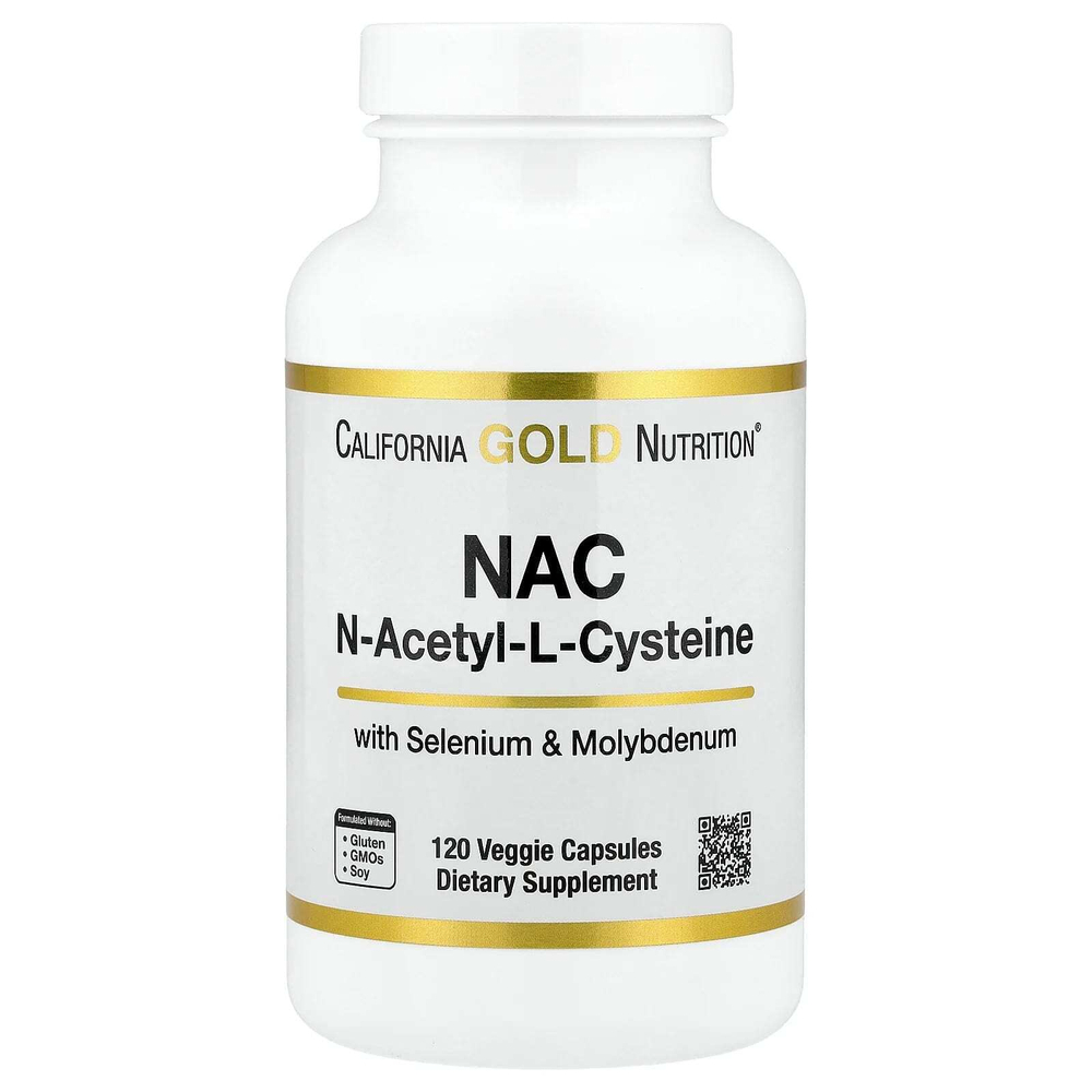 California Gold Nutrition, N-ацетил-L-цистеин с молибденом и селеном, 120 растительных капсул