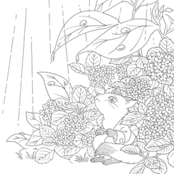 In the forest of a Fairytale full of flowers. Coloring Book