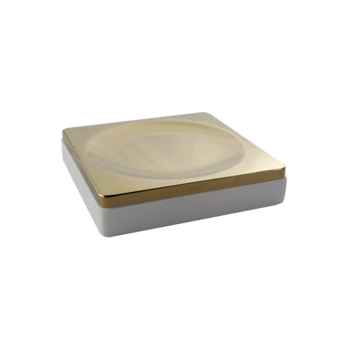 Boheme Мыльница квадратная белый-золото