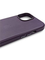 Кожаный чехол Leather Case iPhone 15, Dark Cherry Темно-фиолетовый