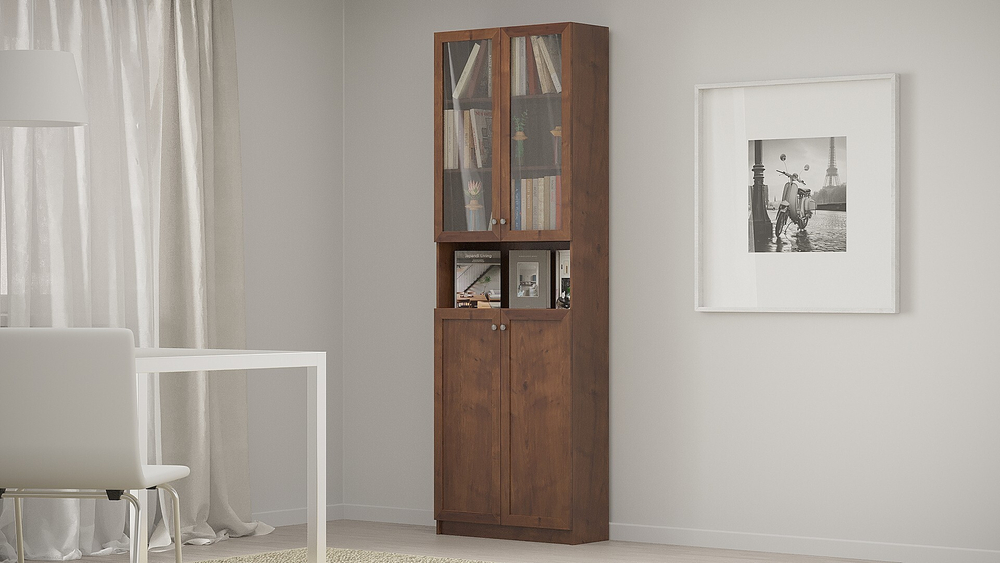 Шкаф книжный Билли 333 Орех Экко 9459 80*30*237 см, Коричневый   Фиеста