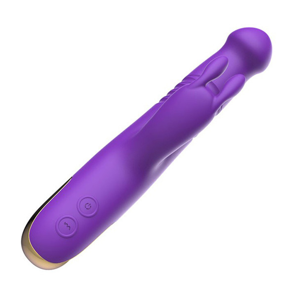 Фиолетовый вибратор-кролик 22,4см со стимулятором клитора и возвратно-поступательными движениями I-Moon Beauty MY-206 Purple
