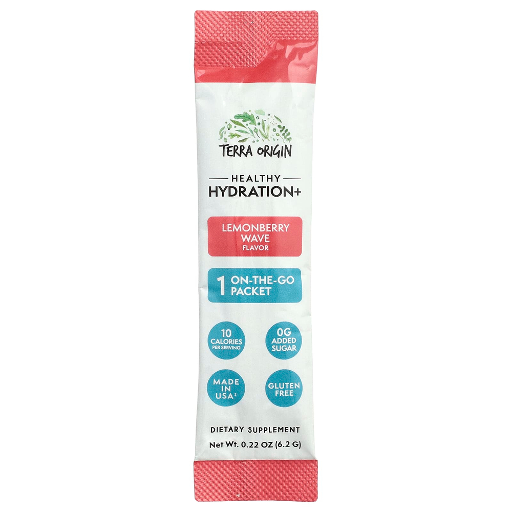 Terra Origin, Healthy Hydration+, Lemonberry Wave, добавка On the Go, 30 пакетиков по 6,2 г (0,22 унции)
