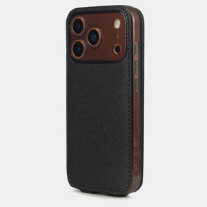 Чехол iPhone 17 Pro Max натуральная кожа сафьяно, черного цвета