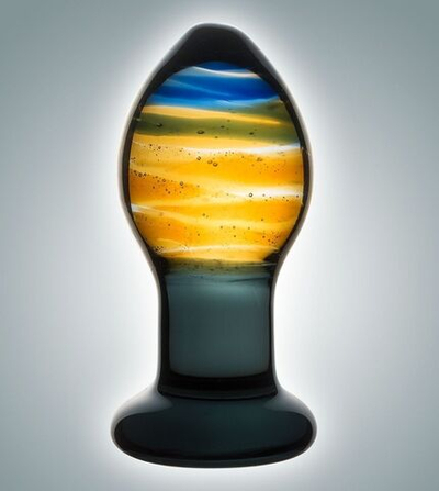 Красивая стеклянная пробка с цветными разводами - 9 см. (Цвет: разноцветный)