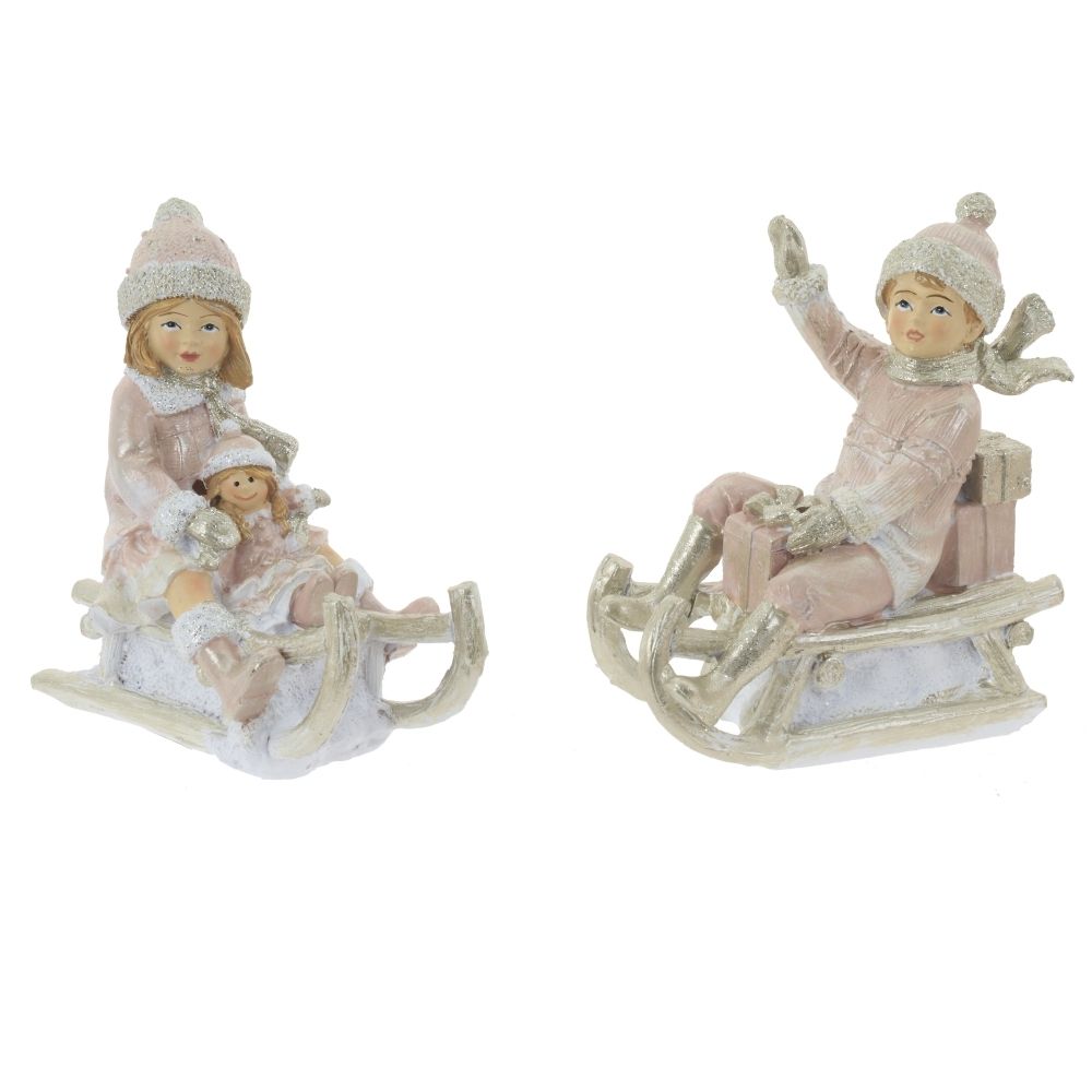 GAEM Фигурка декоративная "Ребёнок на санках", 2 в., L9 W5,5 H10,5 см, 2в.