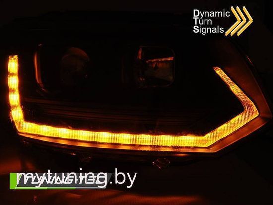 Передние фары Tube Light для Volkswagen T5 (10-15) динамические черные