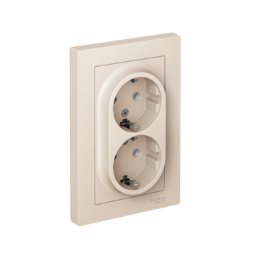 Розетка 2-м СП AtlasDesign 16А IP20 с заземл. в сборе беж. SE ATN000224