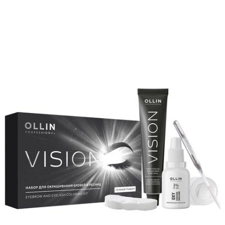 Набор для окрашивания бровей и ресниц, темный графит / Ollin Vision 20 мл