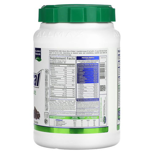 ALLMAX, ISONatural™, чистый изолят сывороточного протеина, со вкусом шоколада, 907 г (2 фунта)