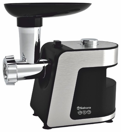 Мясорубка электрическая SA-6432, 1800Вт, реверс, нерж с черным