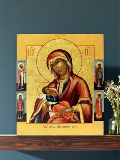 Блаженное Чрево икона Божией Матери Барловская Млекопитательница деревянная на левкасе