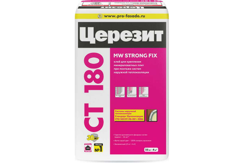 Смесь клеевая для минераловатных плит Церезит CT 180 25 кг