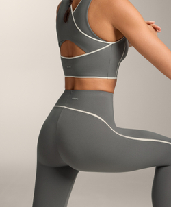 Oysho Спортивный бюстгальтер Compressive в стиле ретро, стальной серый