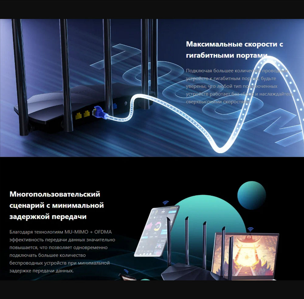 Wi-Fi роутер двухдиапазонный 5ггц Tenda TX2 PRO AX1500