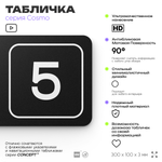 Таблички с номером кабинета "Кабинет №5", для офиса, 30 х 10 см, серия COSMO 3010, черная, Айдентика Технолоджи