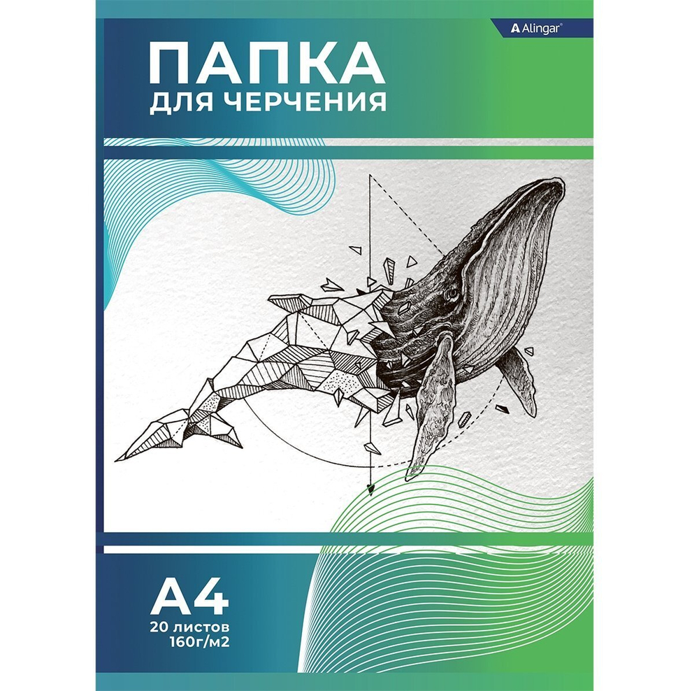 Папка для черчения А4 20л., Alingar, без рамки, целлюлозный картон, 160г/м2, "Кит"