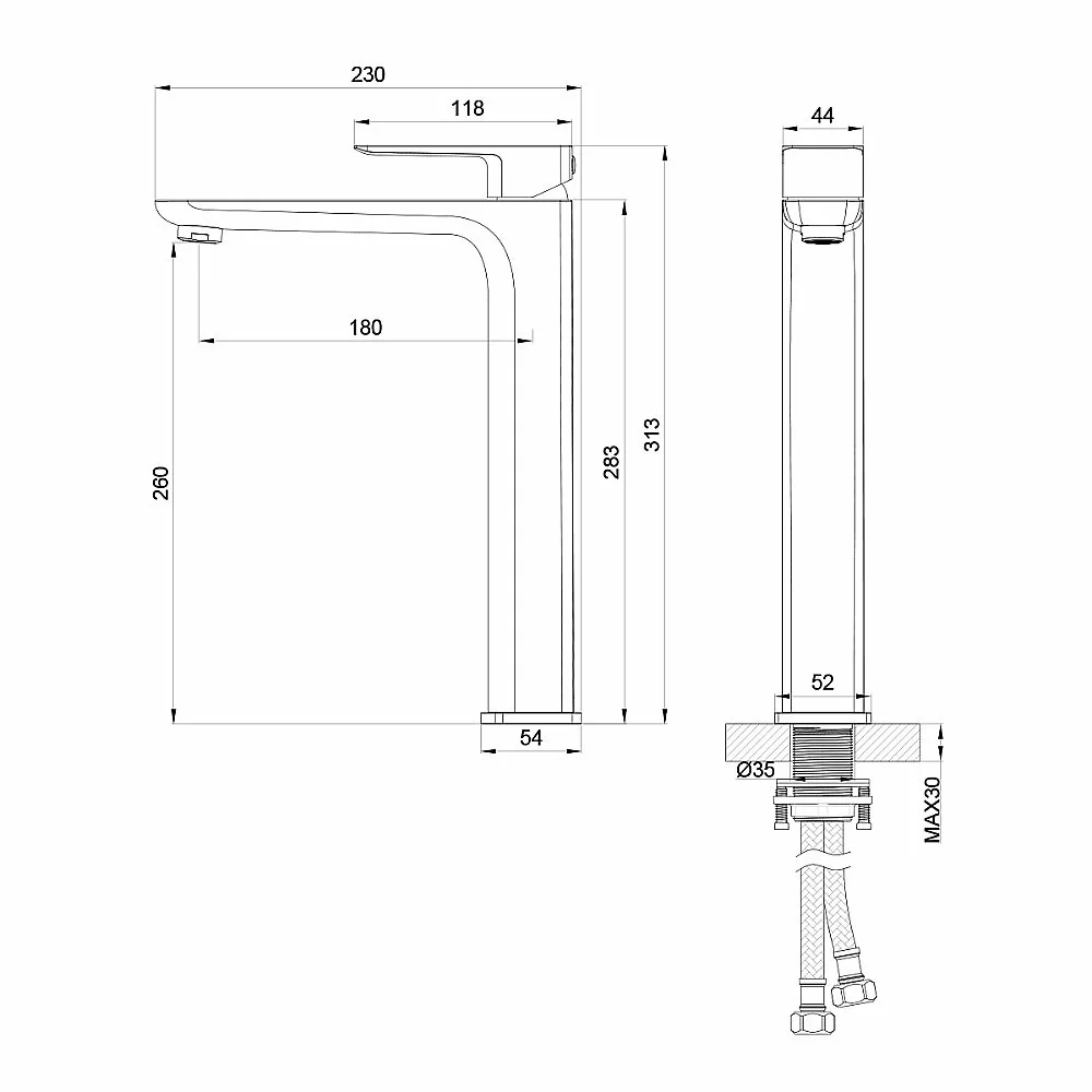 Смеситель для раковины Oliveeka D OL-239003-BN никель брашированный
