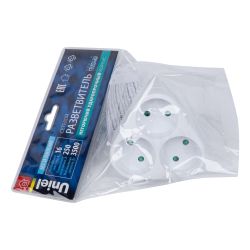 S-ES3-16F WHITE Разветвитель сетевой. б-з. 3 гнезда. 16А. 3500Вт. Белый. ТМ Uniel