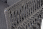 "Лугано" диван 3-местный плетеный из роупа, каркас алюминий темно-серый (RAL7024) муар, роуп темно-серый круглый, ткань темно-серая YB25-0027