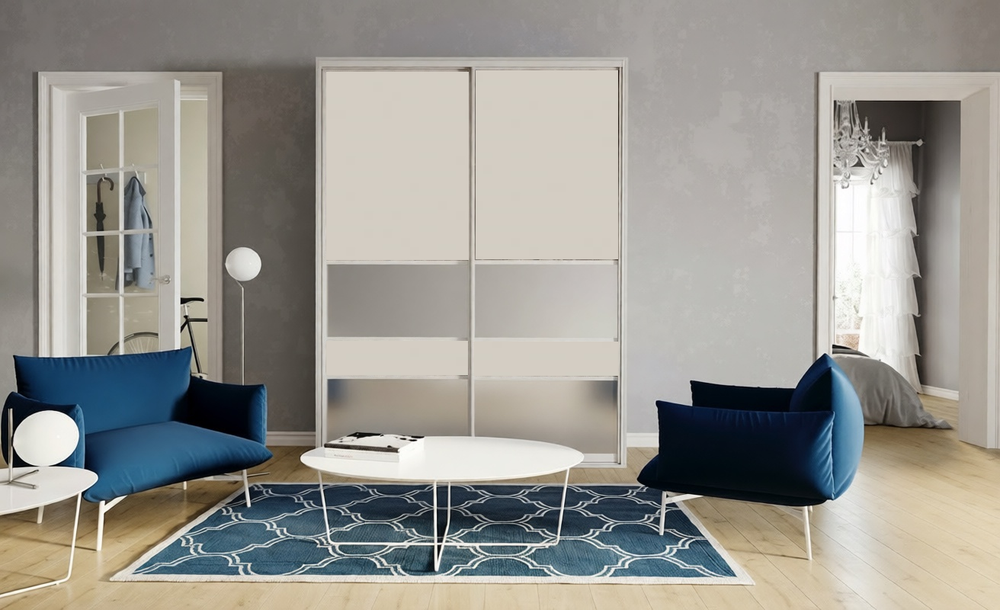 Дверь-купе ARISTO С, ЛДСП EGGER, профиль сатин молочный