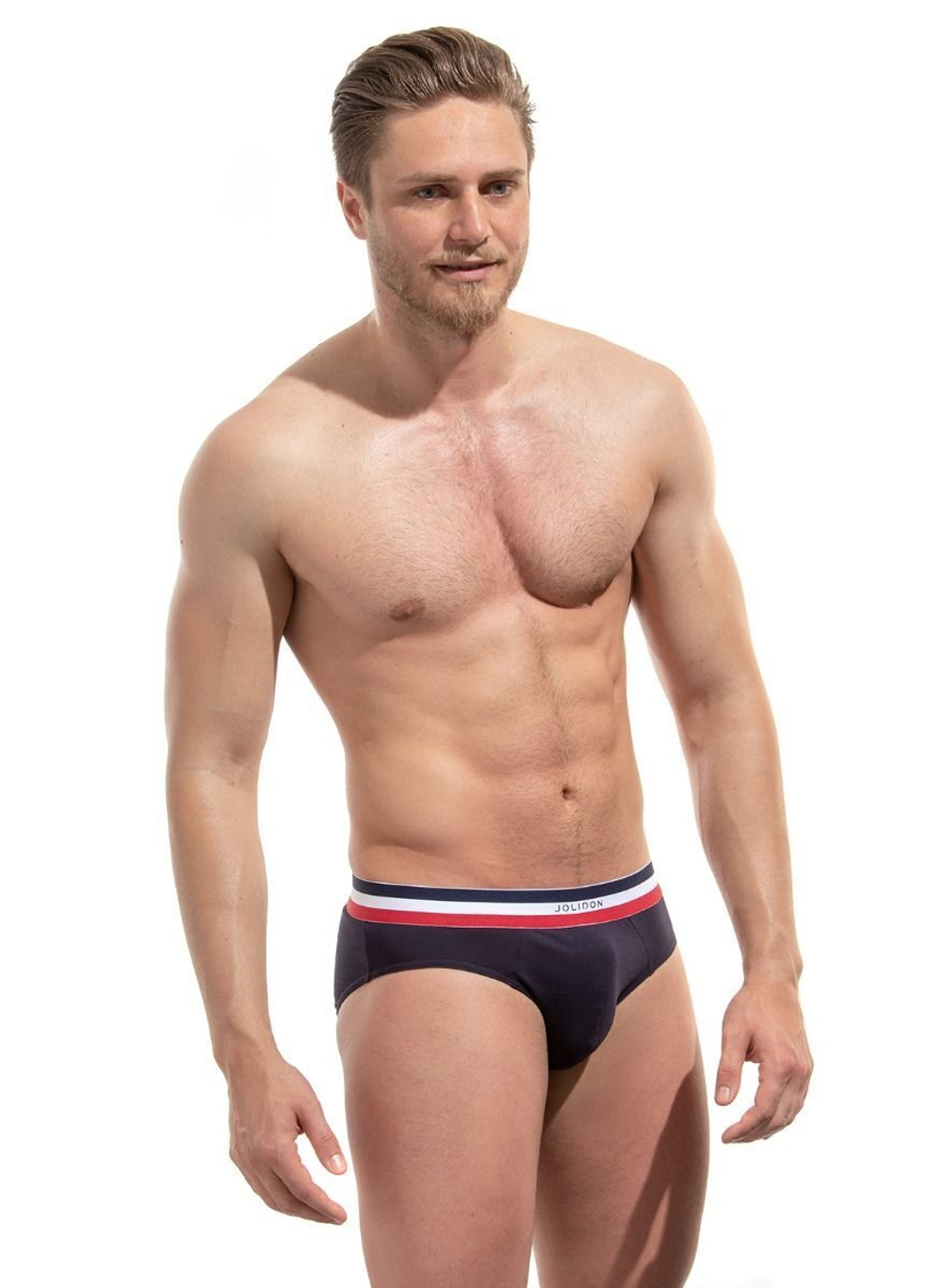 Мужские трусы-слипы с резинкой в полосочку (Размер: XXL) (Цвет: темно-синий)