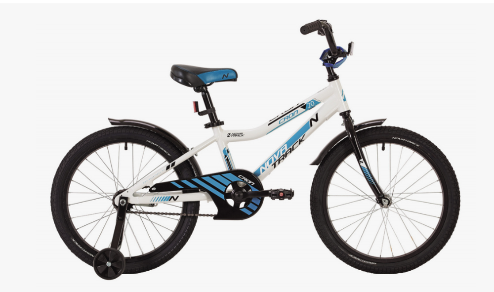 Велосипед NOVATRACK 20" CRON, белый, алюм.рама, тормоз нож, короткие крылья, нет багажника