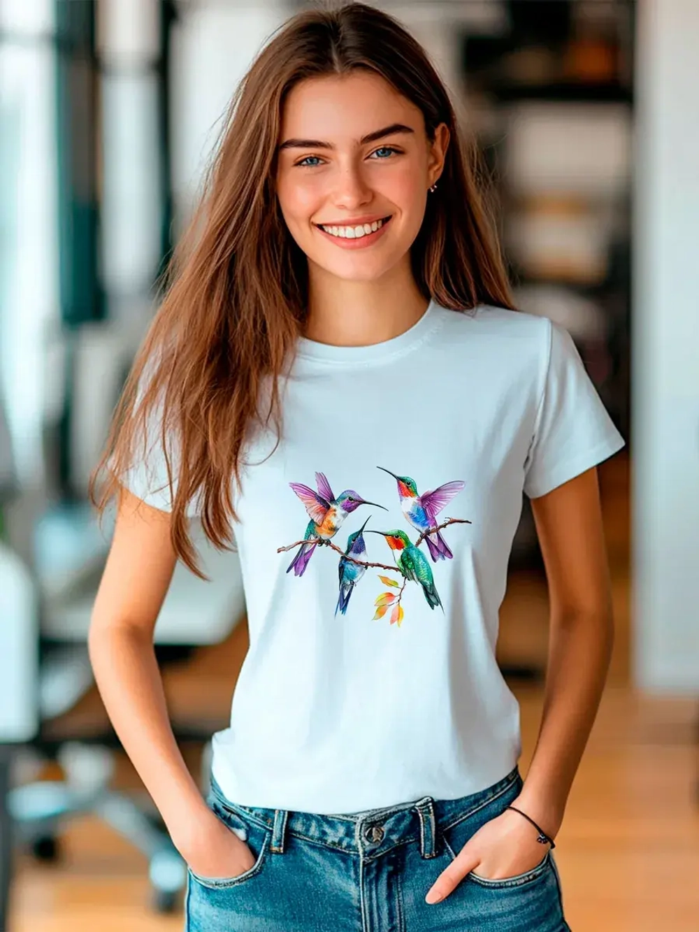 Футболка больших размеров с принтом птички