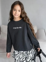 Летний костюм для девочки, лонгслив и юбка