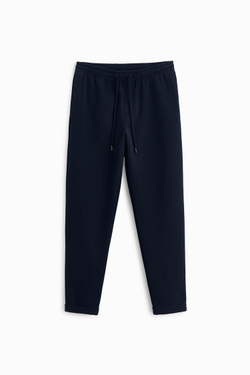 ZARA БРЮКИ EASY CARE С ПОЯСОМ НА ШНУРКЕ, МОРСКОЙ СИНИЙ