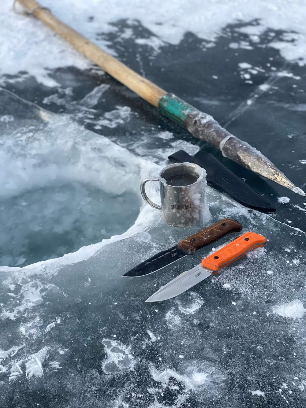 Туристический нож Baikal D2 StoneWash Kydex, G10 Orange