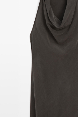 Massimo Dutti Платье миди с драпированным вырезом, темно-серый