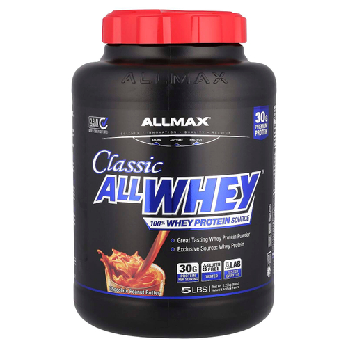 ALLMAX, CLASSIC ALLWHEY®, 100% источник сывороточного протеина, шоколад и арахисовое масло, 2,27 кг (5 фунтов)