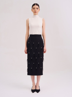 Юбка базовая с перьями черная