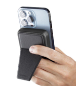 Внешний аккумулятор MagSafe с подставкой Energea MagPac Grip 10K (10000 мА·ч) Беспроводная зарядка: Qi 15 Вт. Проводная зарядка: USB-C. Есть LED-индикация и поддержка PD. Энергоёмкость — 38,5 Вт·ч. Максимальная выходная мощность — 20 Вт