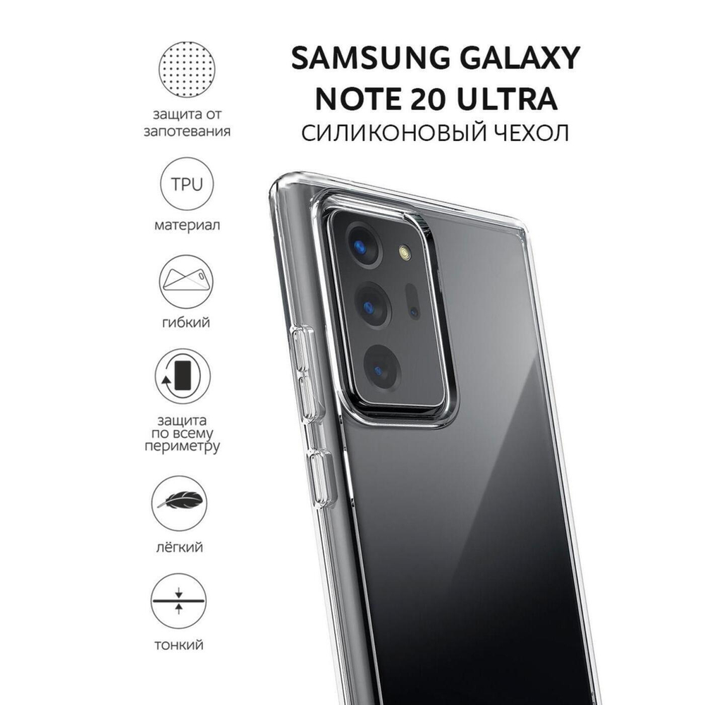 Чехол ROSCO для Samsung Galaxy Note20 Ultra оптом (арт. SS-N20U-TPU-TRANSPARENT)