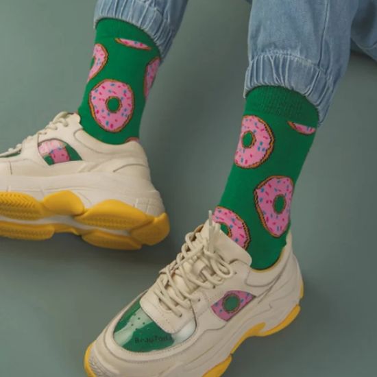 Носки "Пончик в глазури" р-р 35-39,  (зеленый, травяной)