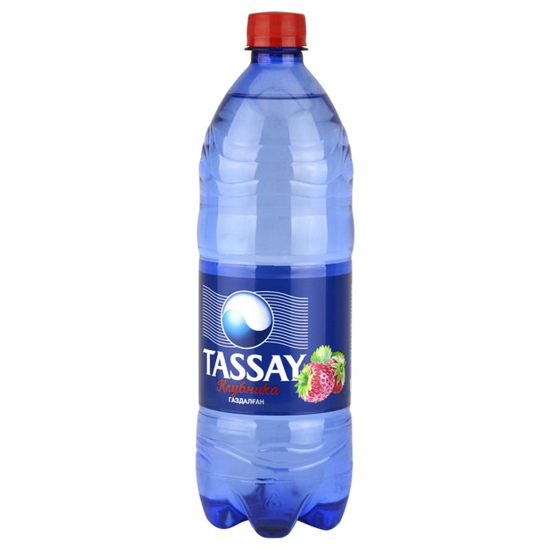 Вода питьевая Tassay со вкусом клубники газированная 1 л/бут 6 бут/упак