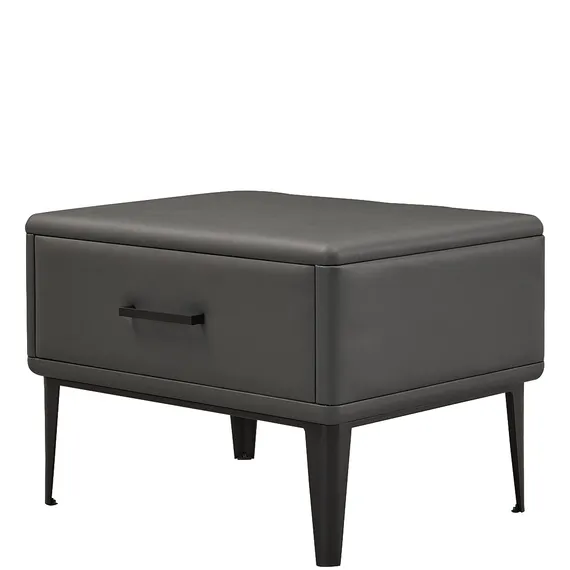 Прикроватная тумбочка Berli с выдвижным ящиком в серой обивке из экокожи