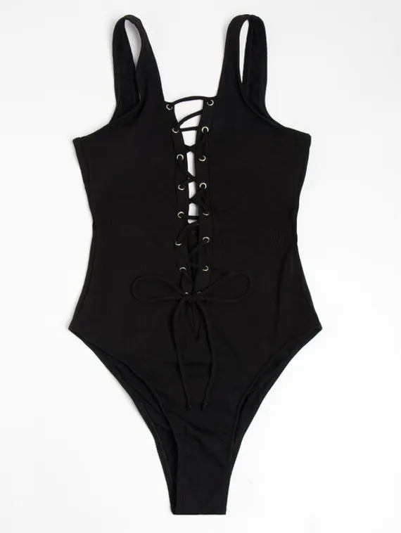 Купальник женский слитный MINAKU однотонный, цвет чёрный, размер 48