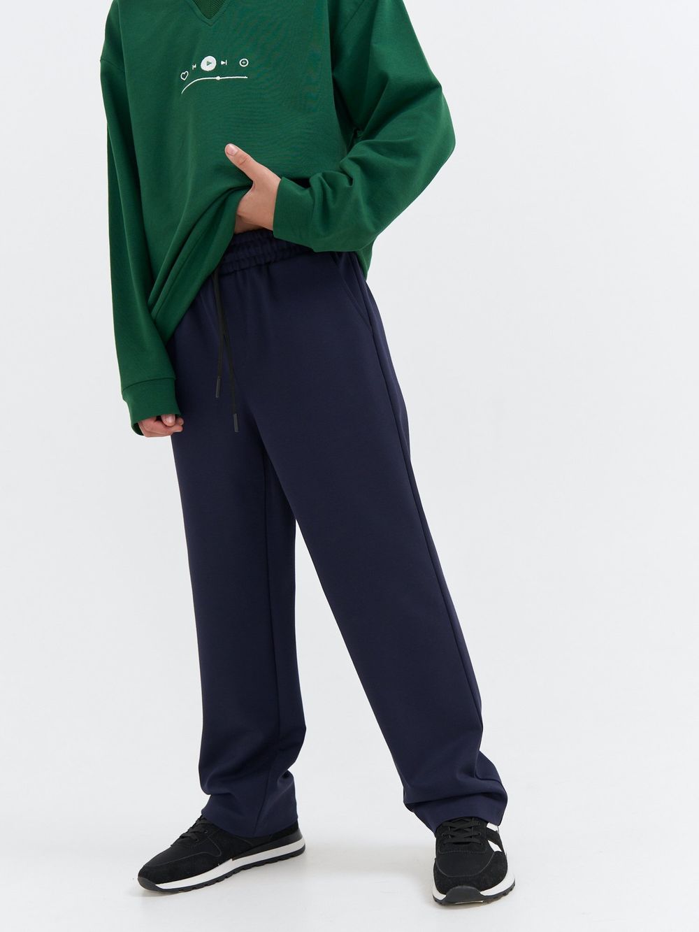 Брюки прямые для мальчика "Синие" 7+