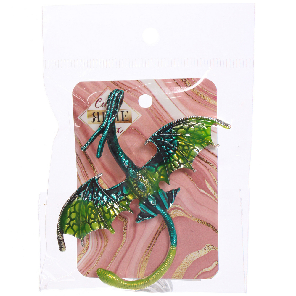 Брошь - оберег «Best Podarok - Зеленый дракон», 4.7*4.7см