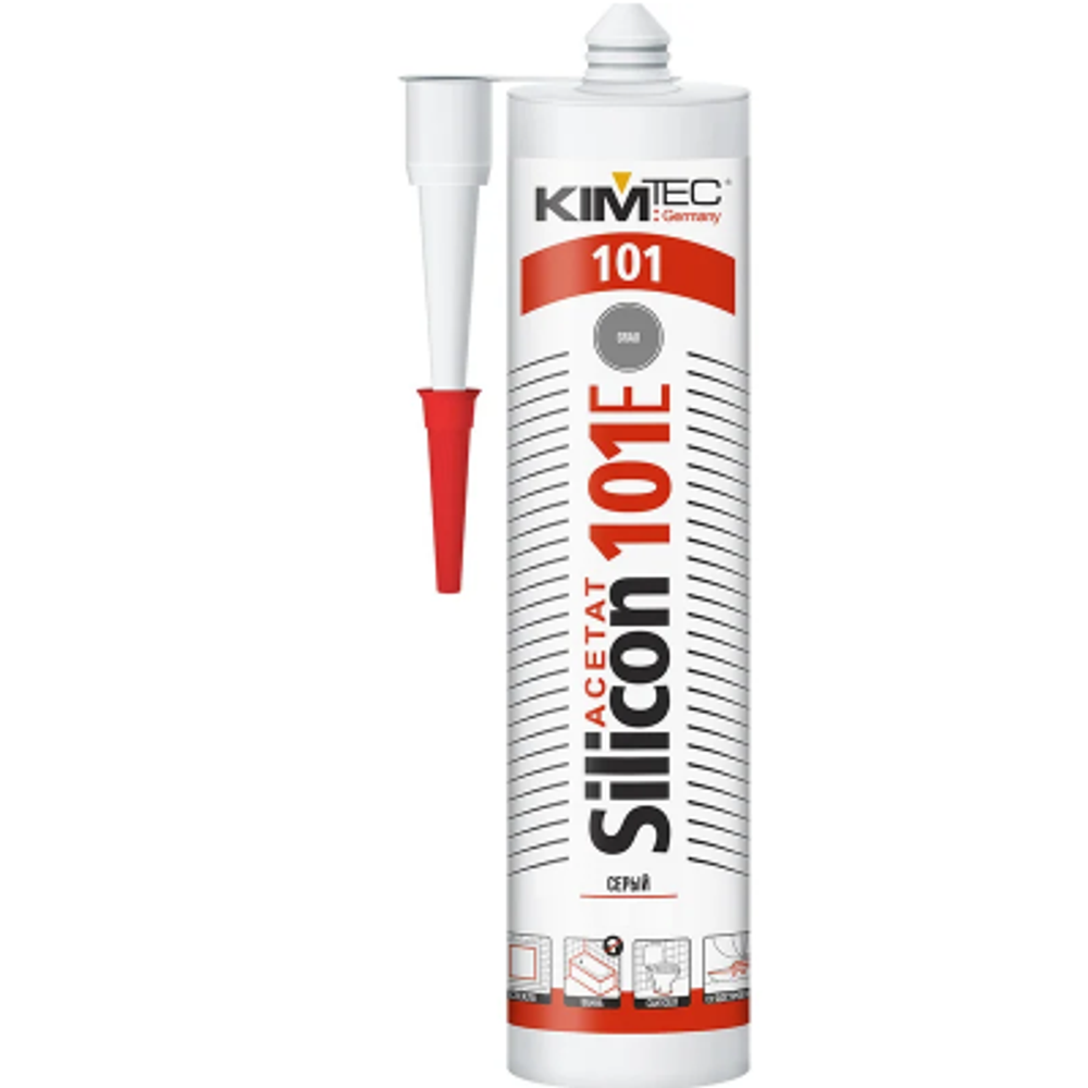Герметик KimTec Silicon 101e, серый, 280 мл