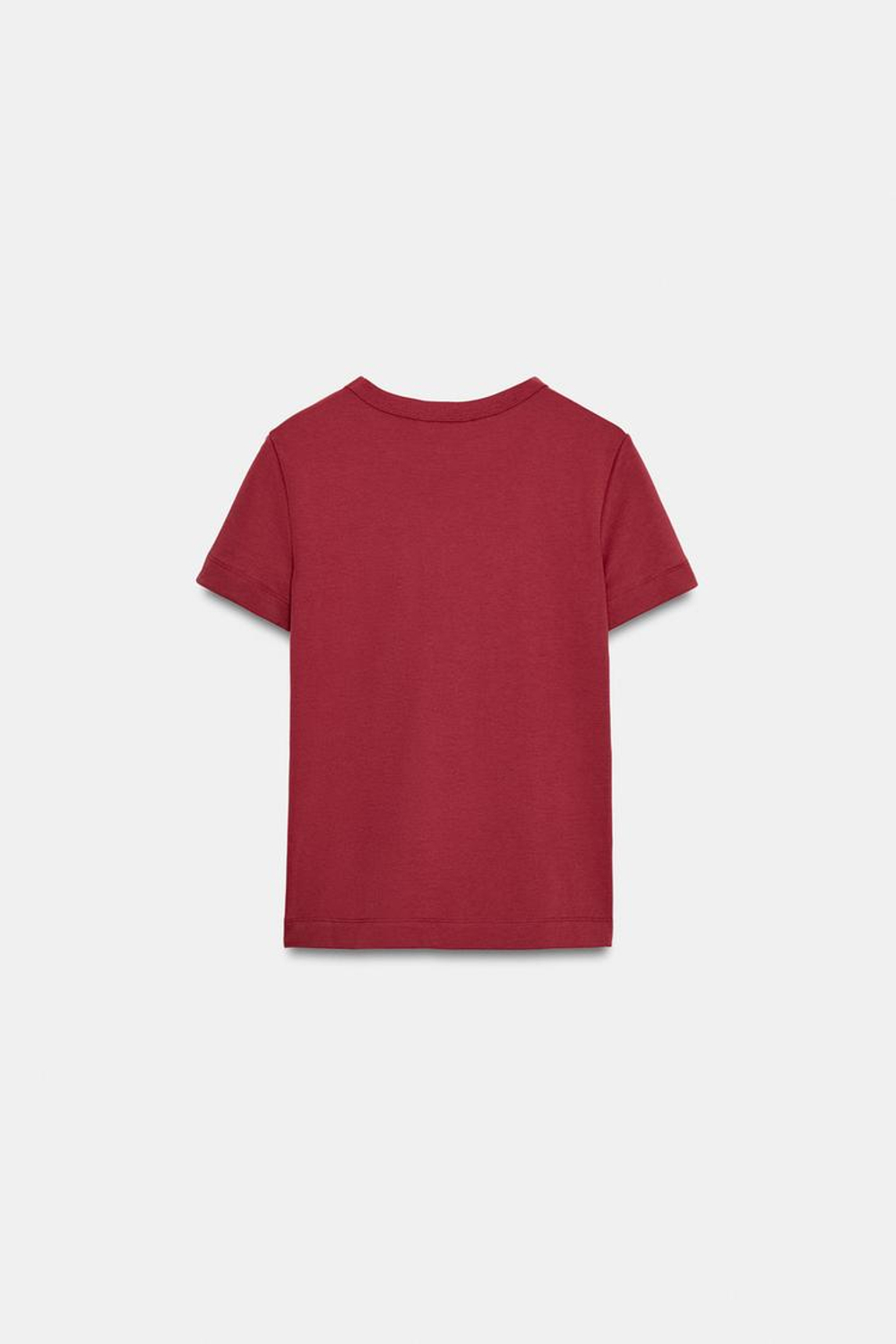 ZARA ФУТБОЛКА INTERLOCK С КОРОТКИМИ РУКАВАМИ, ГРАНАТОВЫЙ