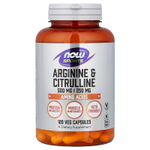 NOW Foods, Sports, аргинин и цитруллин, 120 вегетарианских капсул